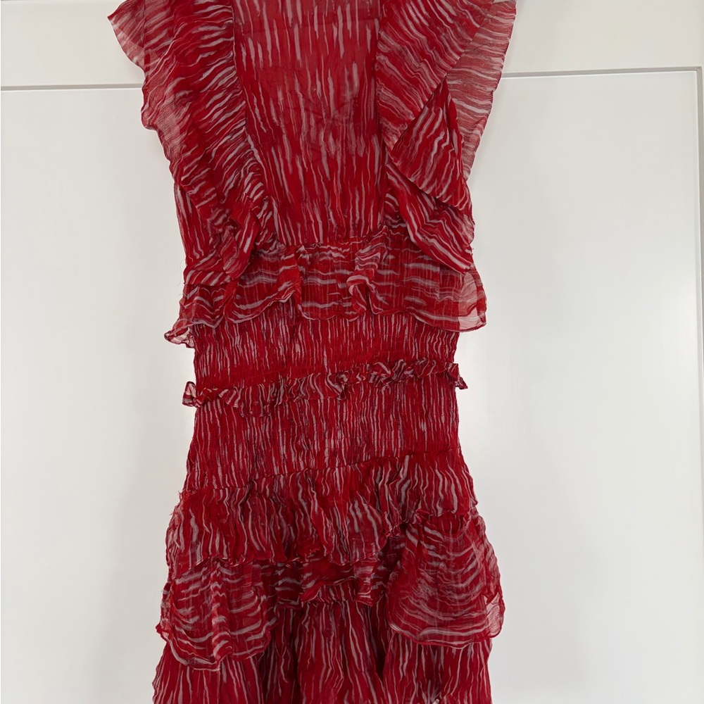 IRO Red Ruffled Mini Dress - Picture 5 of 6